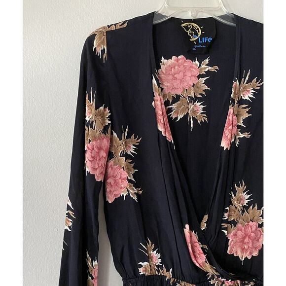 Blue Life Planet Blue Size XS Floral Print Romper Long Sleeve Festival Bohemian - Picture 3 of 7